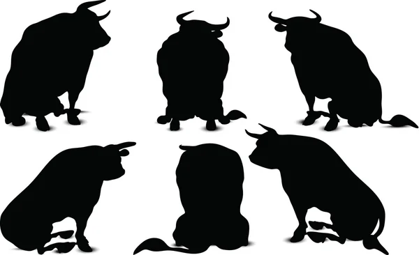 Silhouette Bull — Vettoriale Stock