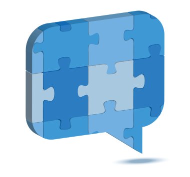 talk balloon icon in puzzle clipart