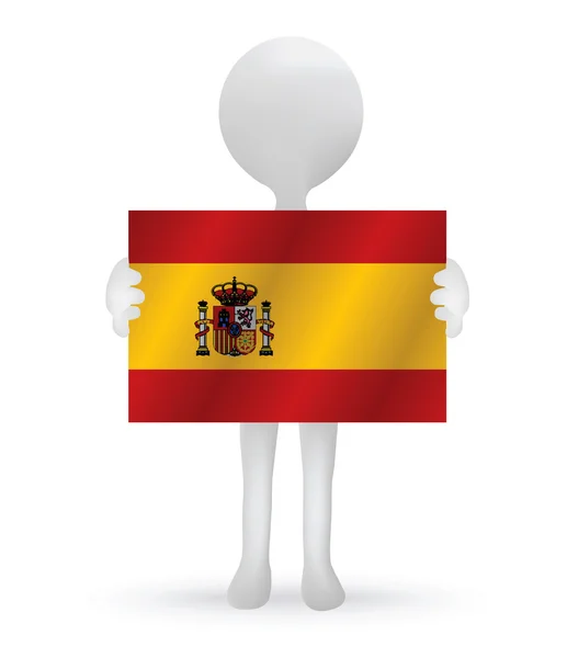 3d homme tenant un drapeau espagnol — Image vectorielle