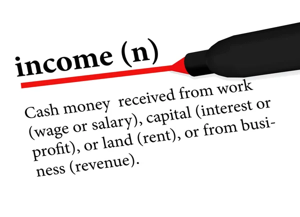 Dictionary term of income isolated on white background — Stock Vector
