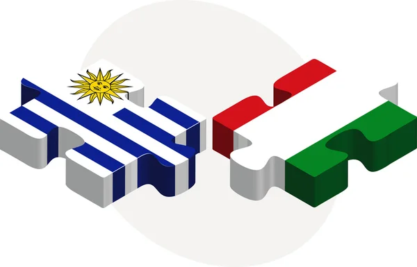 Banderas de Uruguay e Italia en puzzle — Vector de stock