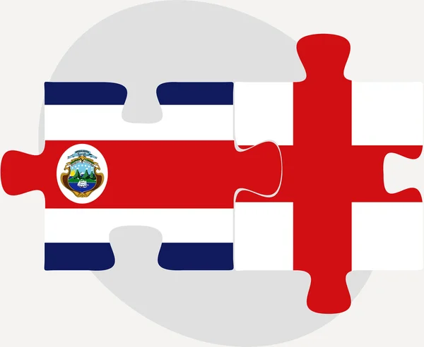 England und Costa Rica Flaggen in Puzzle — Stockvektor