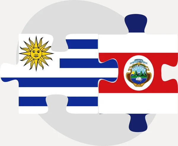 Uruguay, en costa rica vlaggen in puzzel — Stockvector