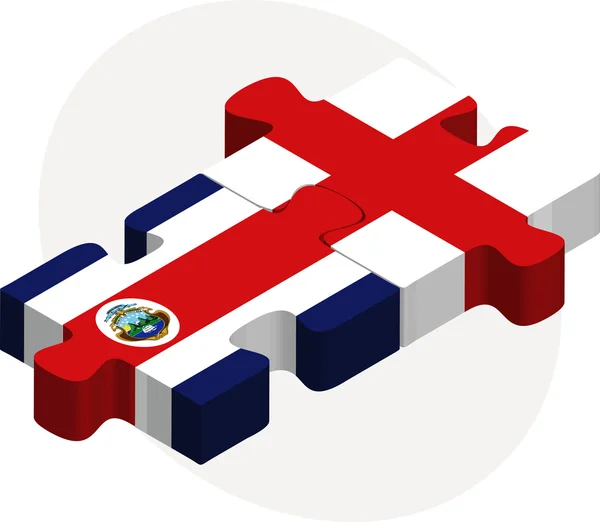 Steagurile Angliei și Costa Rica în puzzle — Vector de stoc