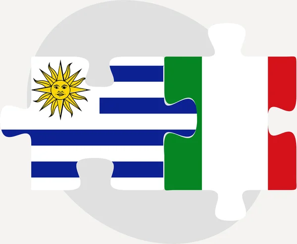 Uruguay und italien flaggen in puzzle — Stockvektor