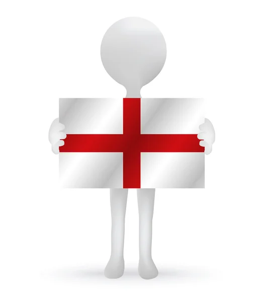 3d man holding a England flag — Stock Vector