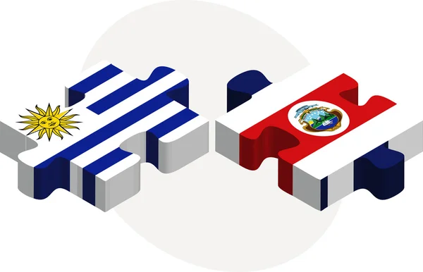 Uruguay, en costa rica vlaggen in puzzel — Stockvector