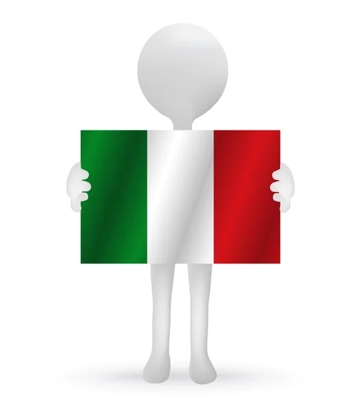 3D людина тримає прапор Італії — стоковий вектор