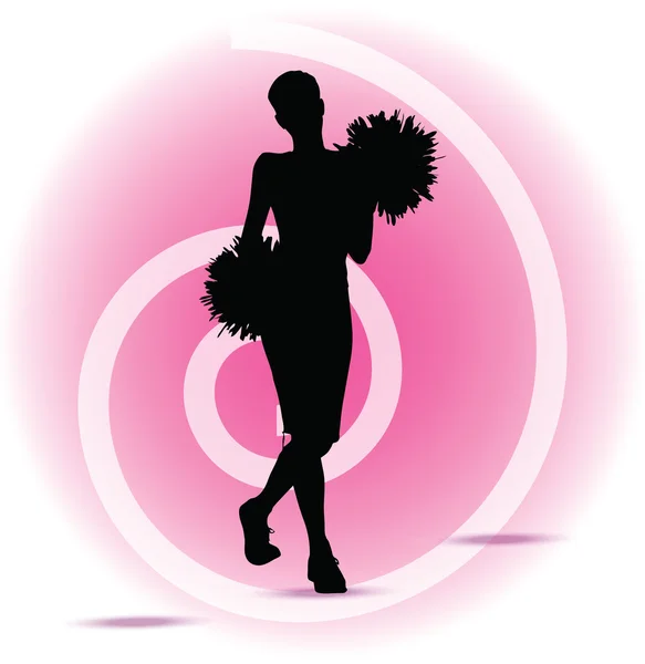 Funky cheerleader silhouette — Stock Vector