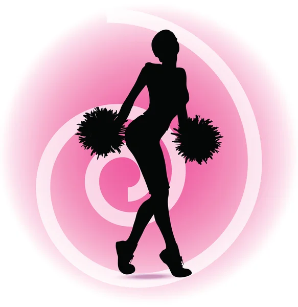 Funky pom-pom girl silhouette — Image vectorielle
