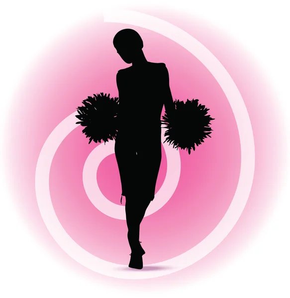 Funky cheerleader silhouette — Stock Vector