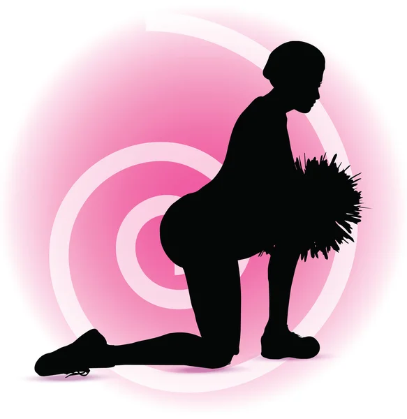 Funky pom-pom girl silhouette — Image vectorielle