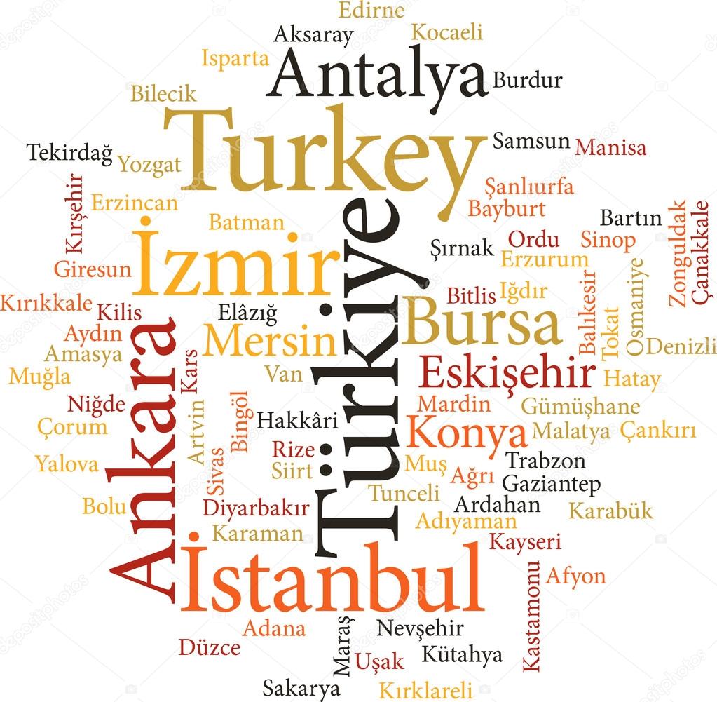 cities of Turkey in word clouds