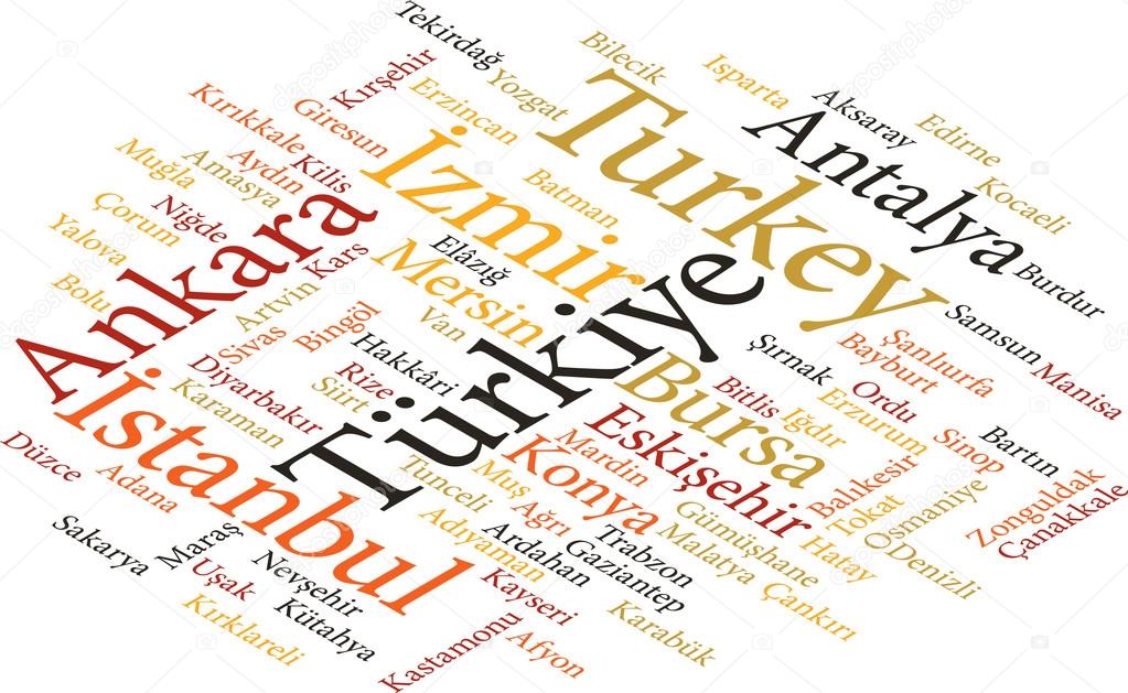 cities of Turkey in word clouds