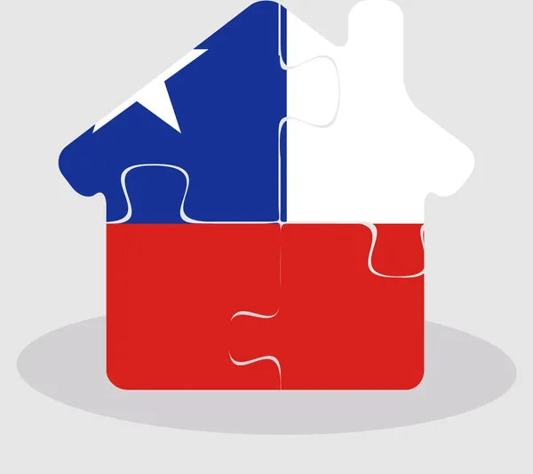 Maison icône avec drapeau du Chili dans le puzzle — Image vectorielle