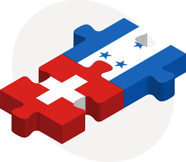 Swiss en honduras vlaggen in puzzel — Stockvector