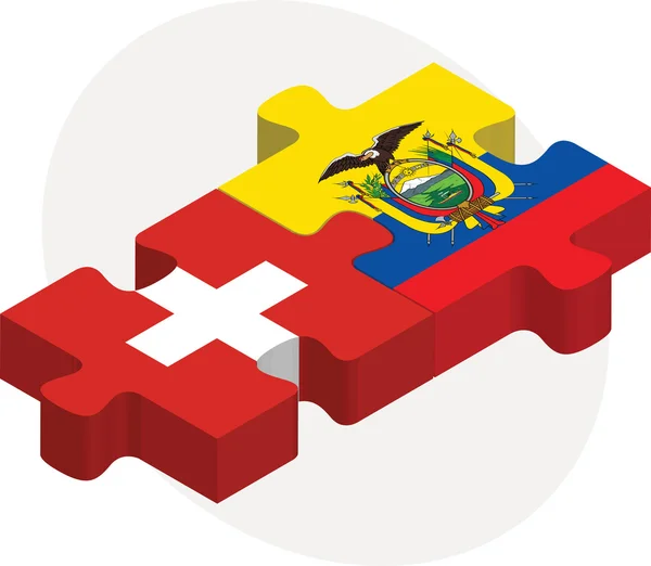Drapeaux suisses et équatoriens en puzzle — Image vectorielle