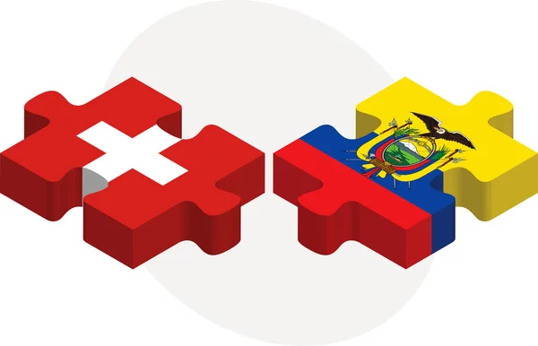 Schweizer und ecuadorianische Flaggen im Puzzle — Stockvektor