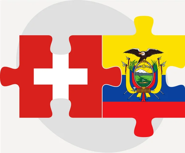 Schweizer und ecuadorianische Flaggen im Puzzle — Stockvektor