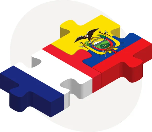 Banderas de Francia y Ecuador en puzzle — Vector de stock