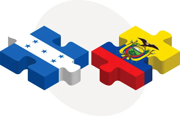 Honduras en ecuador vlaggen in puzzel — Stockvector