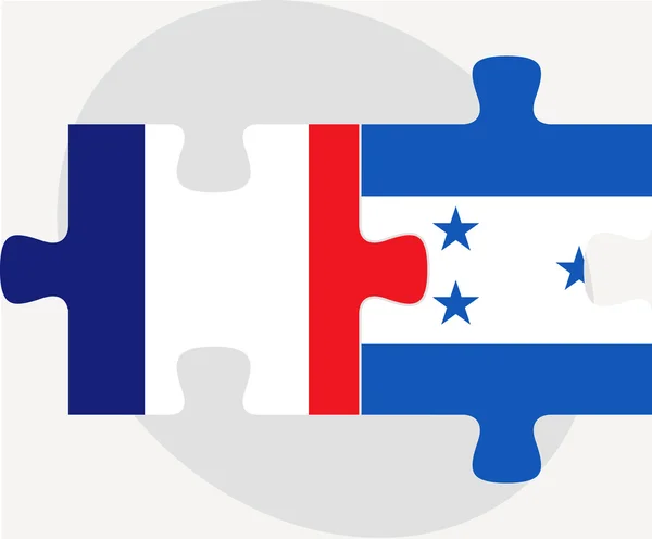 Französisch und Honduras Flaggen in Puzzle — Stockvektor