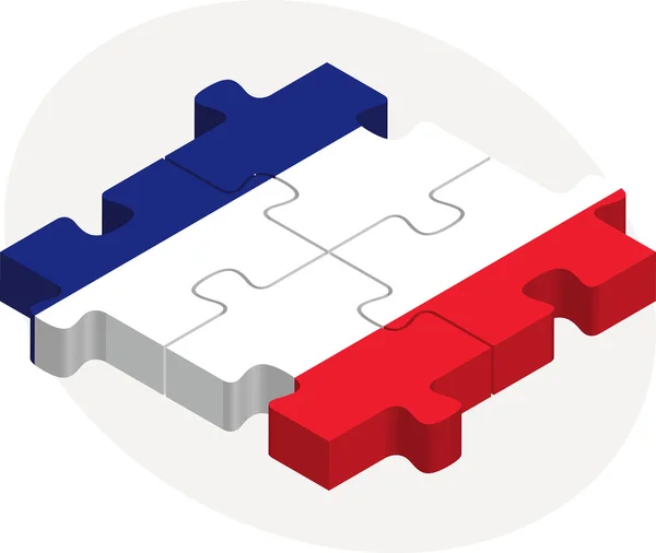 Bandera de Francia en puzzle aislado sobre fondo blanco — Archivo Imágenes Vectoriales