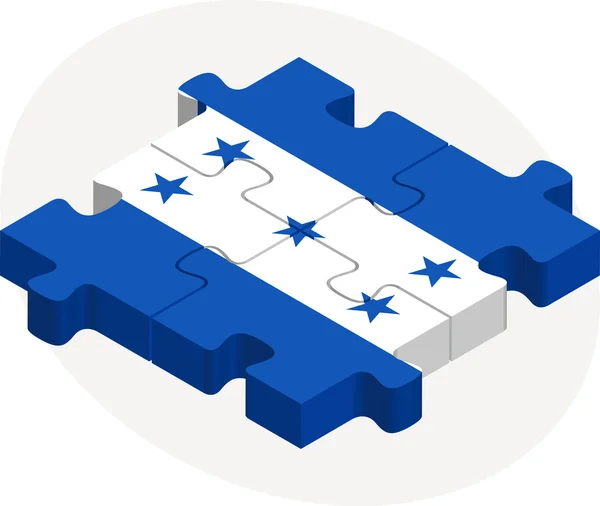Honduras vlajky v puzzle izolované na bílém pozadí — Stockový vektor