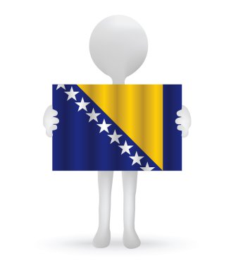 Bosna herzegovinan bayrak tutan küçük 3d adam