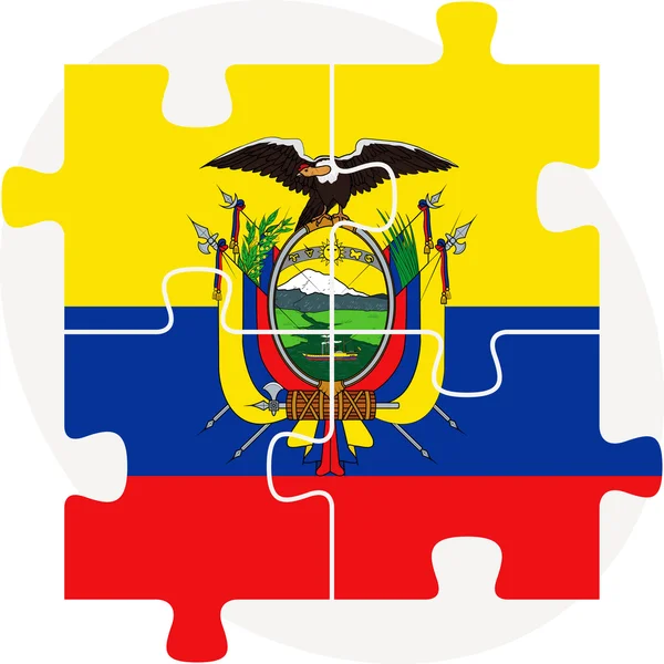 Ecuador Flagge in Puzzle — Stockvektor