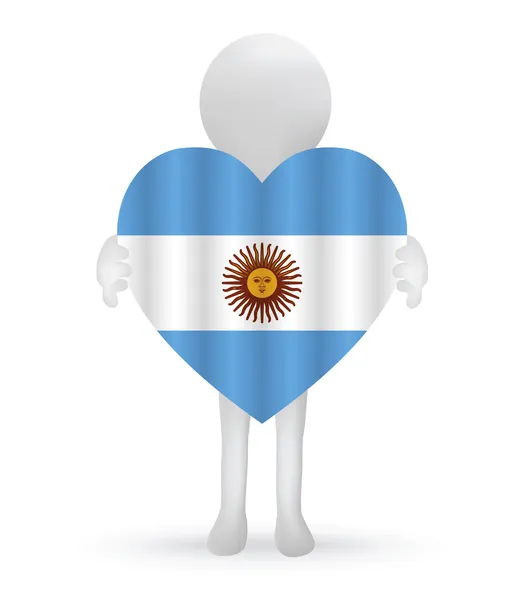 Petit 3d homme tenant un drapeau argentin — Image vectorielle