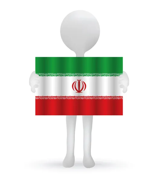 İranlı bir bayrak tutan küçük 3d adam — Stok Vektör