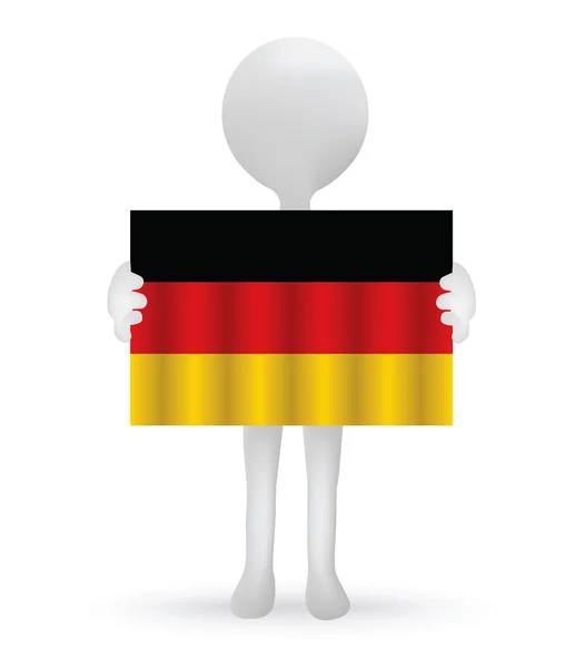 Small 3d man holding a German Flag — Stock Vector