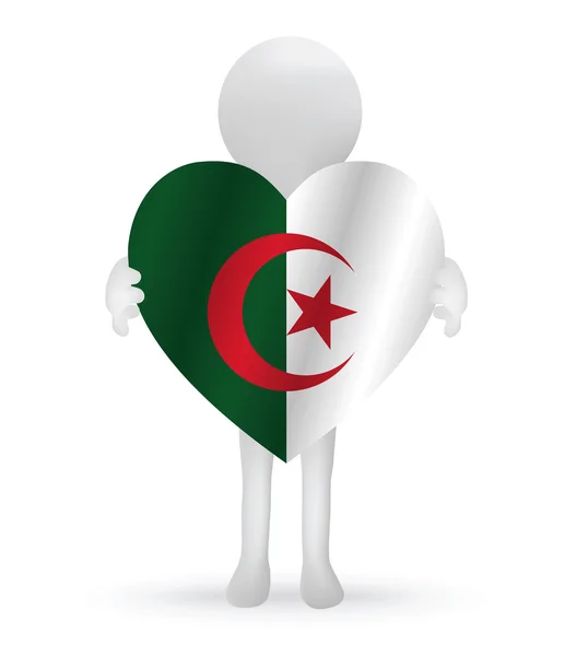 アルジェリアの旗を保持している小さな 3 d 男 — ストックベクタ