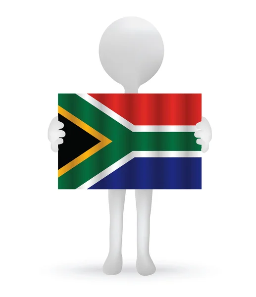 Petit 3d homme tenant un drapeau sud-africain — Image vectorielle