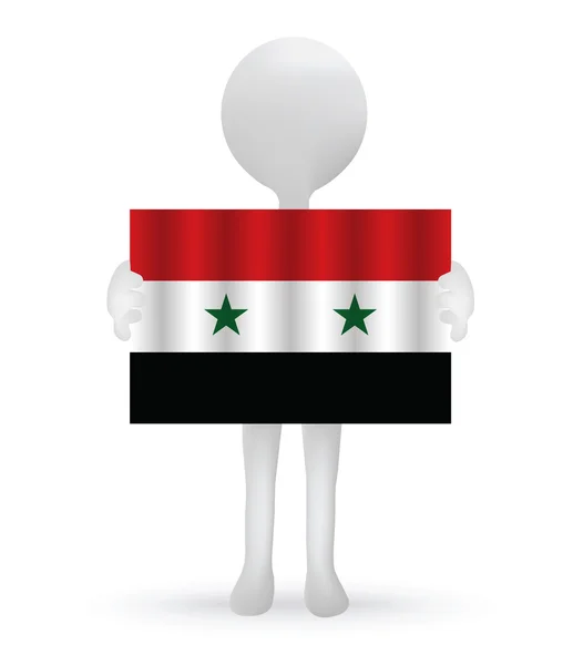 Kleine 3d man met een Syrische vlag — Stockvector