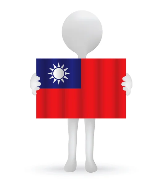 Kleiner 3D-Mann mit taiwanesischer Flagge — Stockvektor