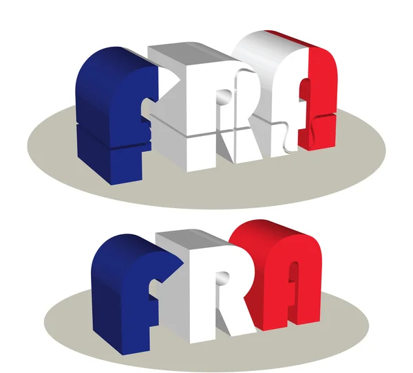 Bandera de Francia en puzzle aislado sobre fondo blanco — Vector de stock