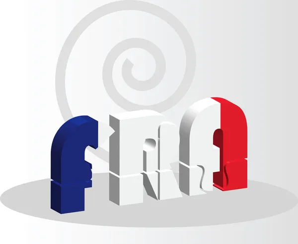 Fransk flagga i pussel isolerad på vit bakgrund — Stock vektor