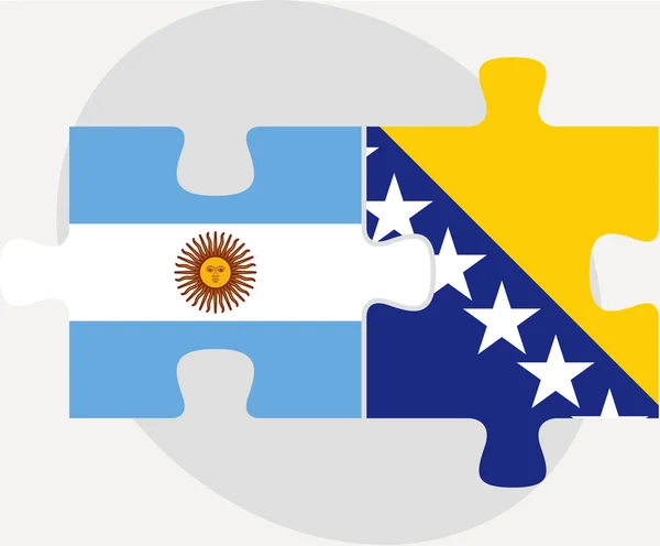 Drapeaux argentins et bosniaques en puzzle — Image vectorielle