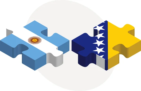 Drapeaux argentins et bosniaques en puzzle — Image vectorielle