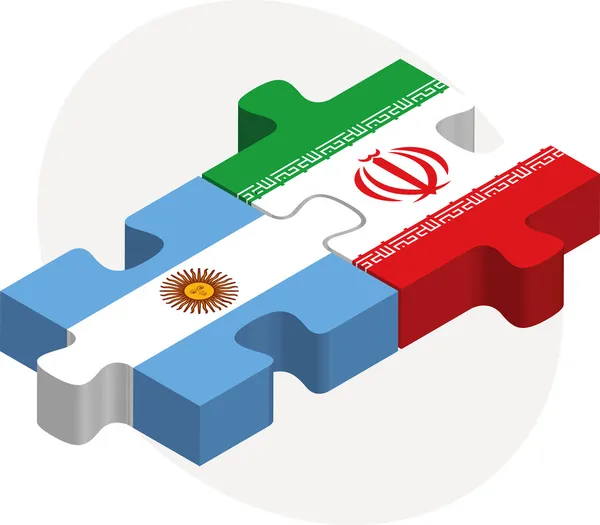 Argentijnse en Iraanse vlaggen in puzzel — Stockvector