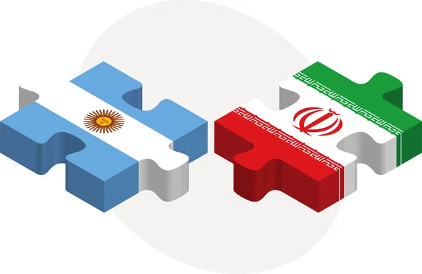 Banderas de Argentina e Irán en rompecabezas — Vector de stock