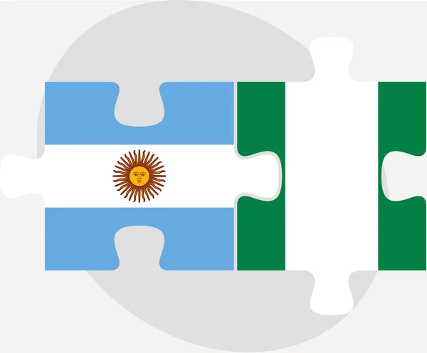 Argentijnse en Nigeriaanse vlaggen in puzzel — Stockvector