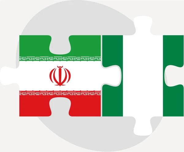 Iranian and Nigerian Flags in puzzle — Stock Vector