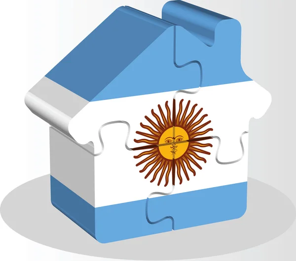 Casa ícone casa com bandeira argentina no quebra-cabeça — Vetor de Stock