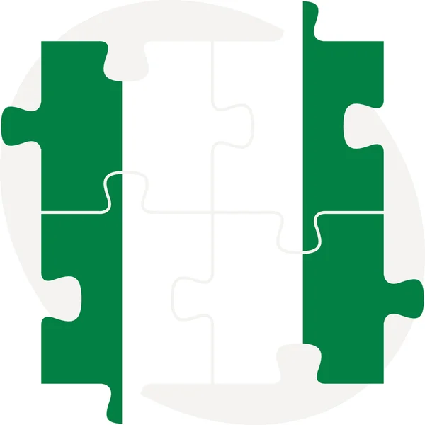 Bandera de Nigeria en puzzle aislado sobre fondo blanco — Archivo Imágenes Vectoriales