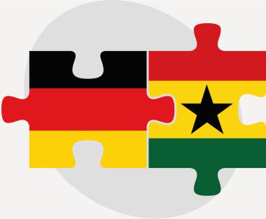 Beyaz arka plan üzerinde izole bulmaca Almanya ve Gana bayrakları