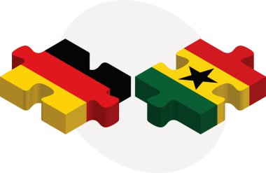 Beyaz arka plan üzerinde izole bulmaca Almanya ve Gana bayrakları