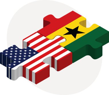 ABD ve Ganalı Bayraklarda izole üzerinde beyaz zemin puzzle